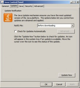 Java Updater Window
