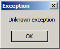 unknown exception dialog