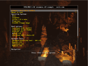 screenshot of main menu